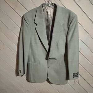 Egon Von Furstenberg Mens Blazer Suit Jacket Gray Wool Blend Plaid‎ Size 39